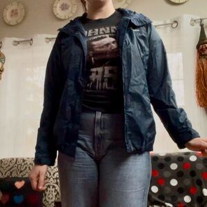 Navy blue Columbia windbreaker jacket